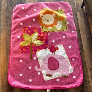 Pink Lion Elephant Bird Palm Tree Baby Girl Luxury Luxe Plush Throw Blanket